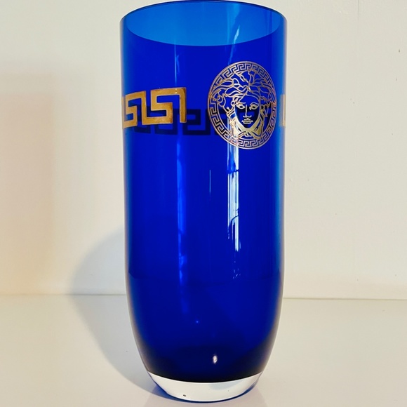 Versace Accents Versace X Rosenthal Medusa And Greek Key Blue Glass